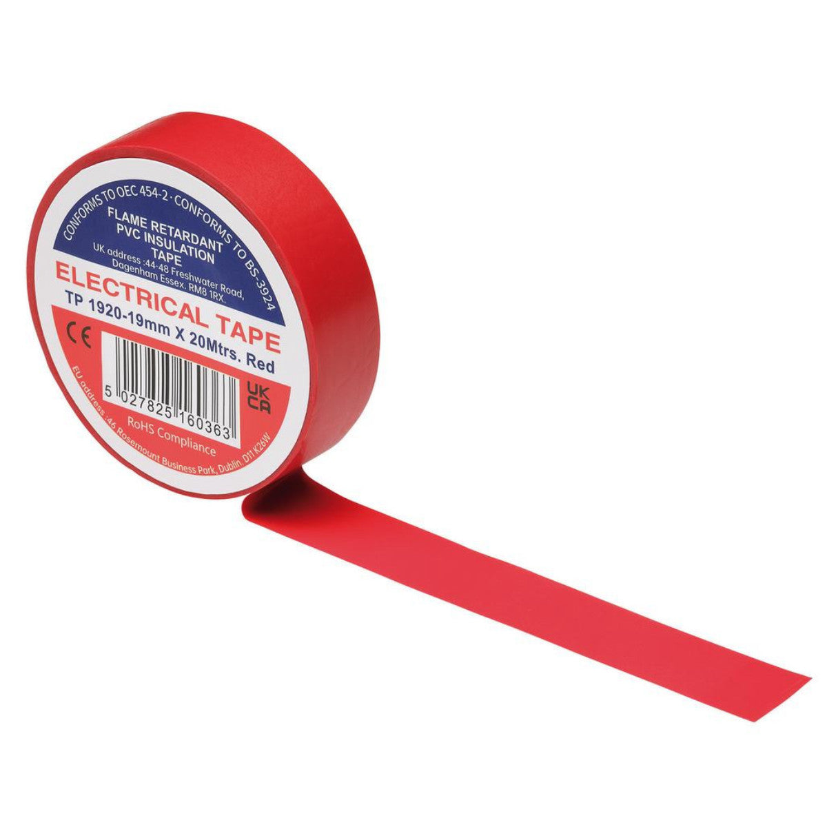 Draper Red PVC Electrical Insulation Tape, 19mm x 20m (Pack of 10) 29530