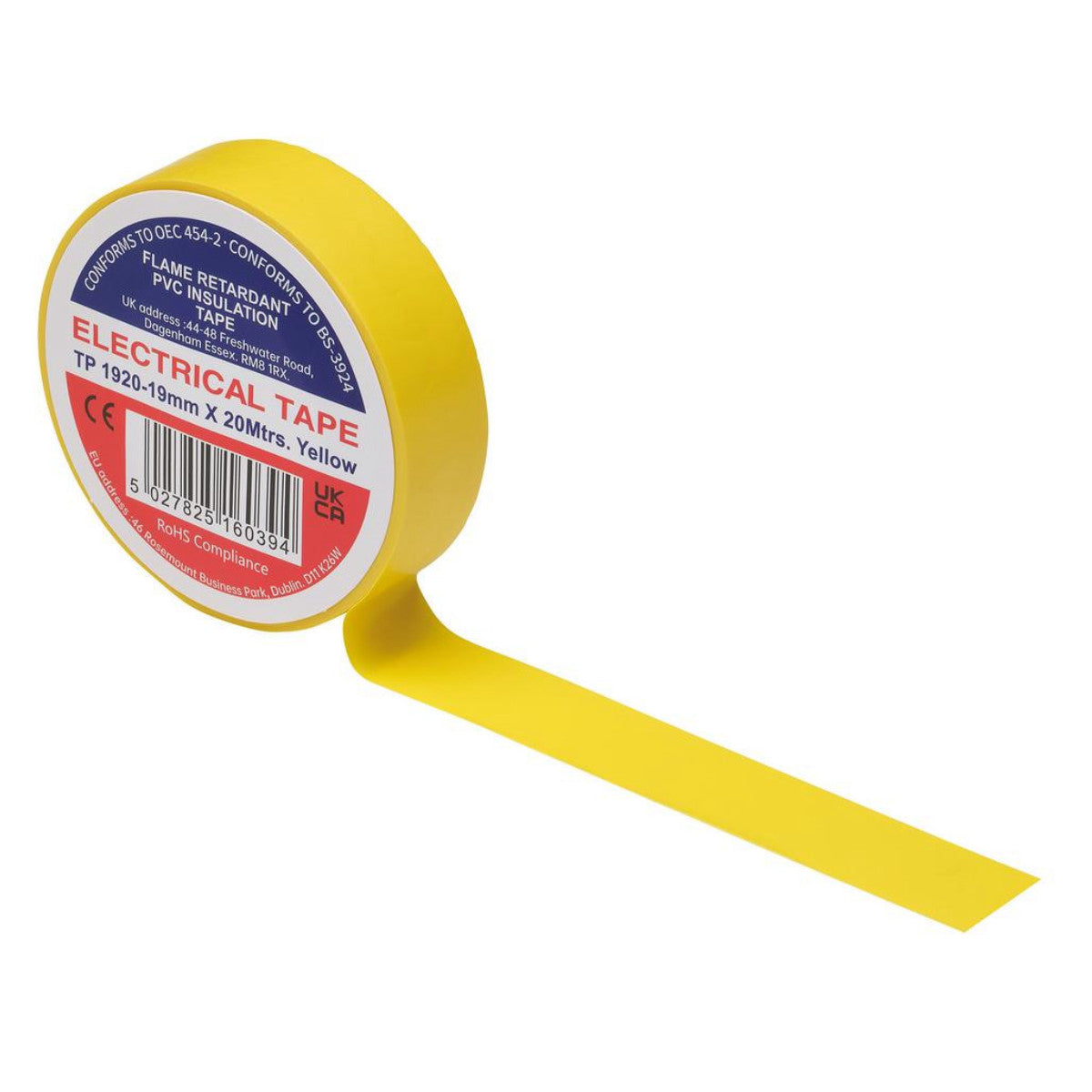 Draper Yellow PVC Electrical Insulation Tape, 19mm x 20m (Pack of 10) 29531
