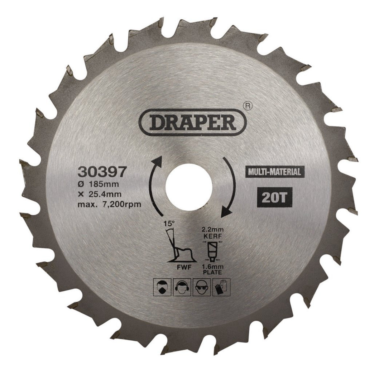 Draper TCT Multi-Purpose Circular Saw Blade, 185 x 25.4mm, 20T 30397