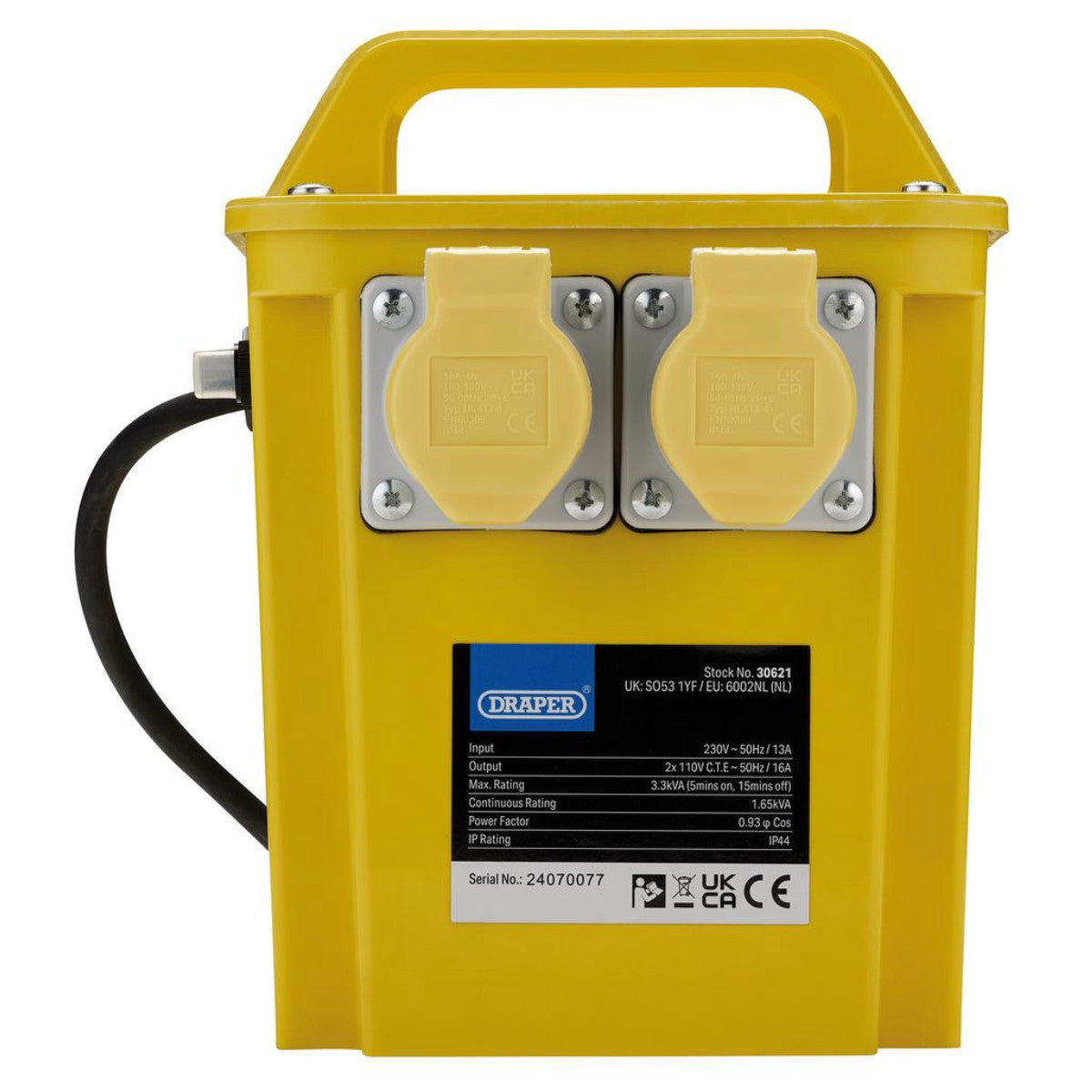 Draper 110V Portable Transformer, 3.3kVA 30621
