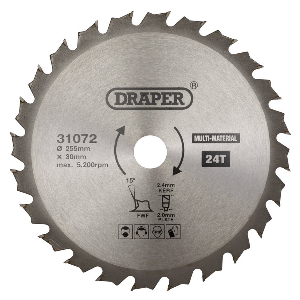 Draper TCT Multi-Purpose Circular Saw Blade, 255 x 30mm, 24T 31072