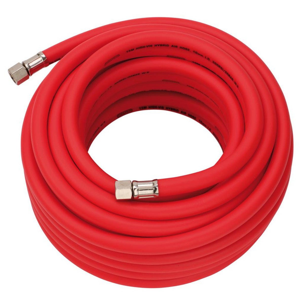 Draper High Visibility Hybrid Air Hose, 15m x 10mm, 1/4" BSP, Red 31731