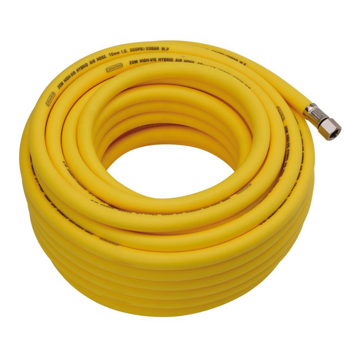 Draper High Visibility Hybrid Air Hose, 20m x 10mm, 1/4" BSP, Yellow 31732