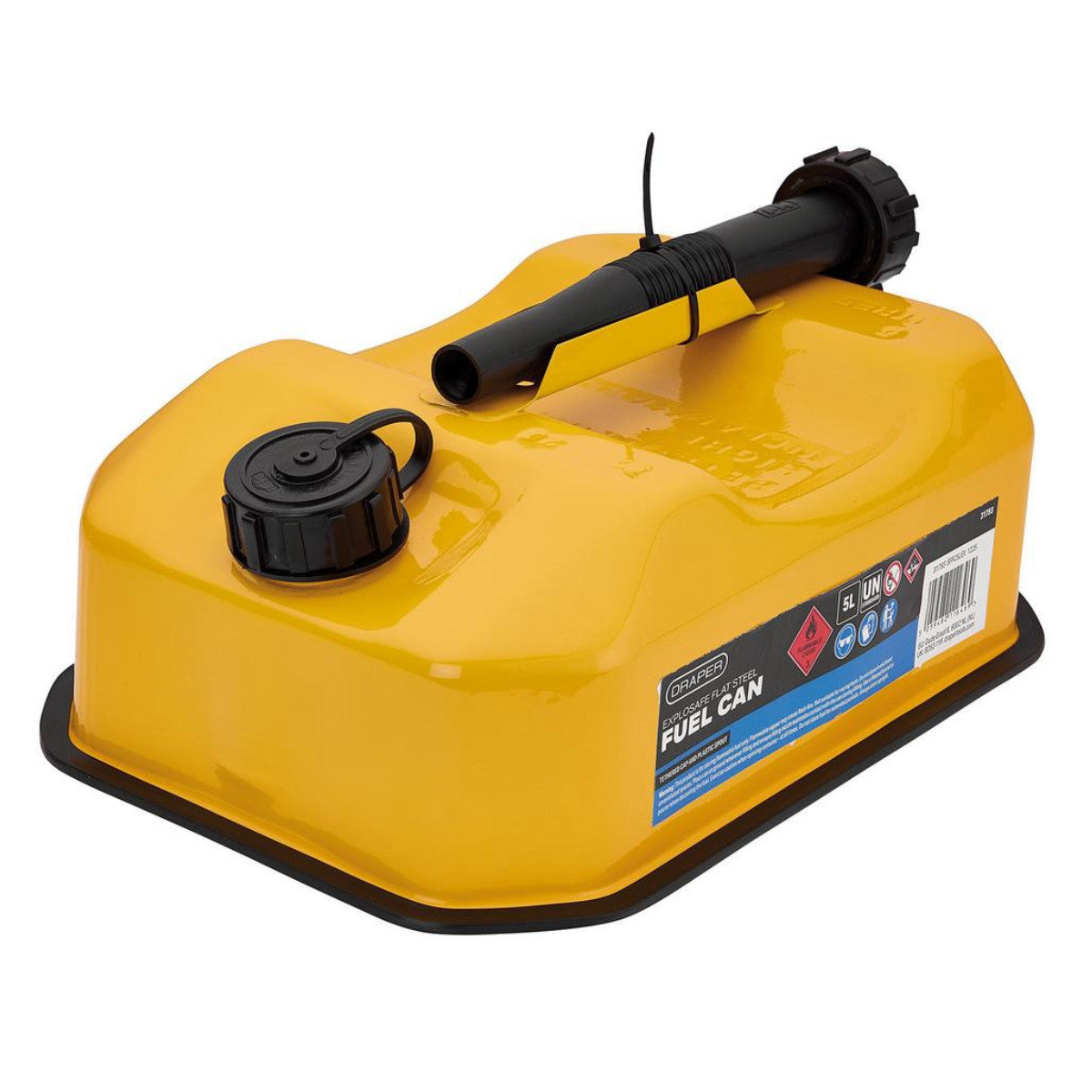 Draper Explosafe Flat Steel Fuel Can, 5L, Yellow 31793