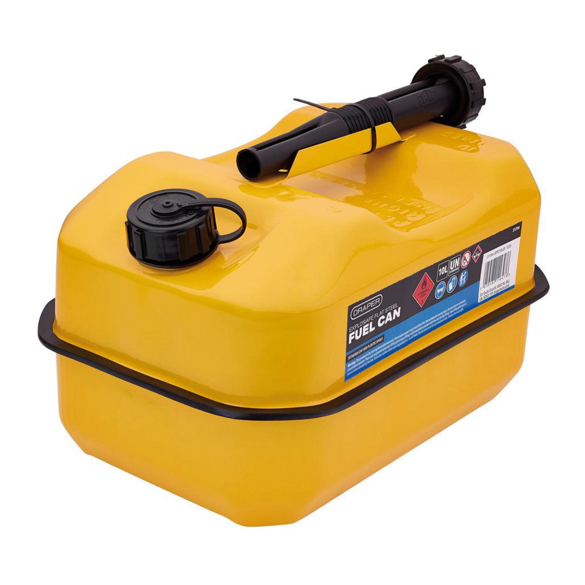 Draper Explosafe Flat Steel Fuel Can, 10L, Yellow 31794