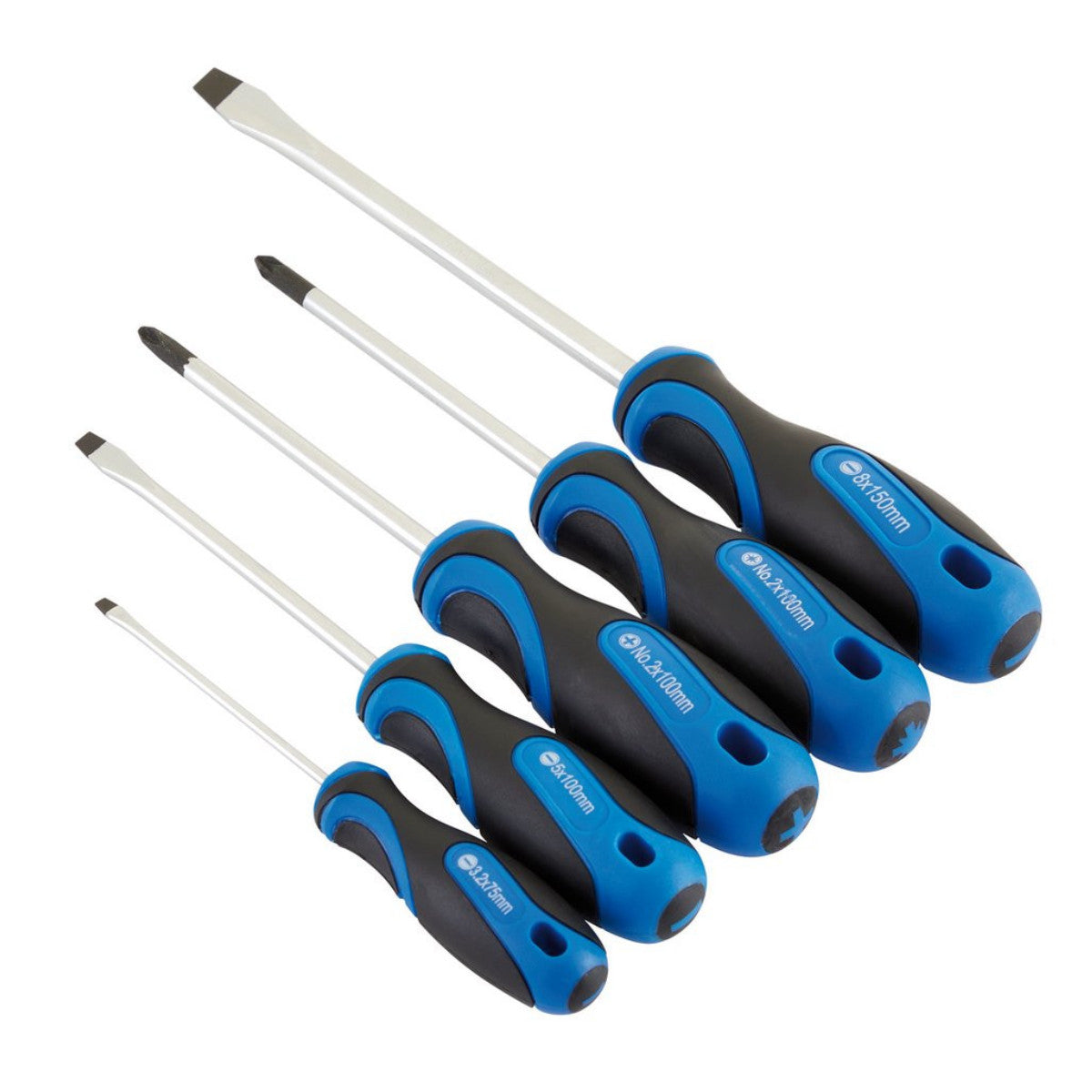 Draper Soft Grip Screwdriver Set, 3 x Plain Slot, 1 x Cross Slot, 1 x PZ TYPE (5 Piece) 32610