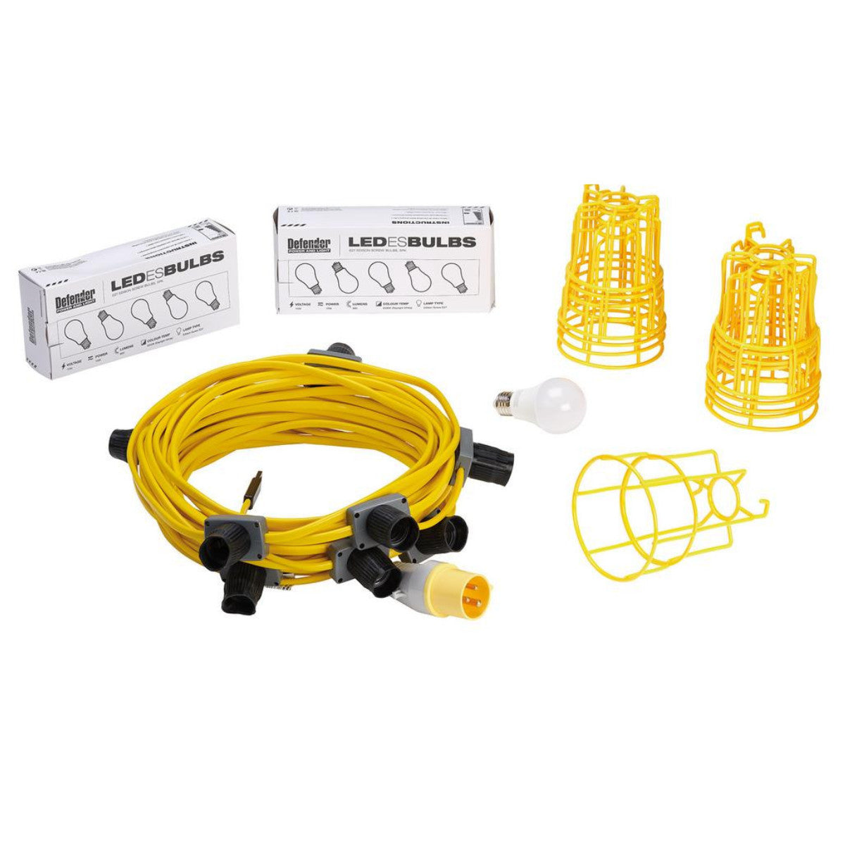 Draper E89811 110V 100W LED ES Festoon Kit, 22m 34885
