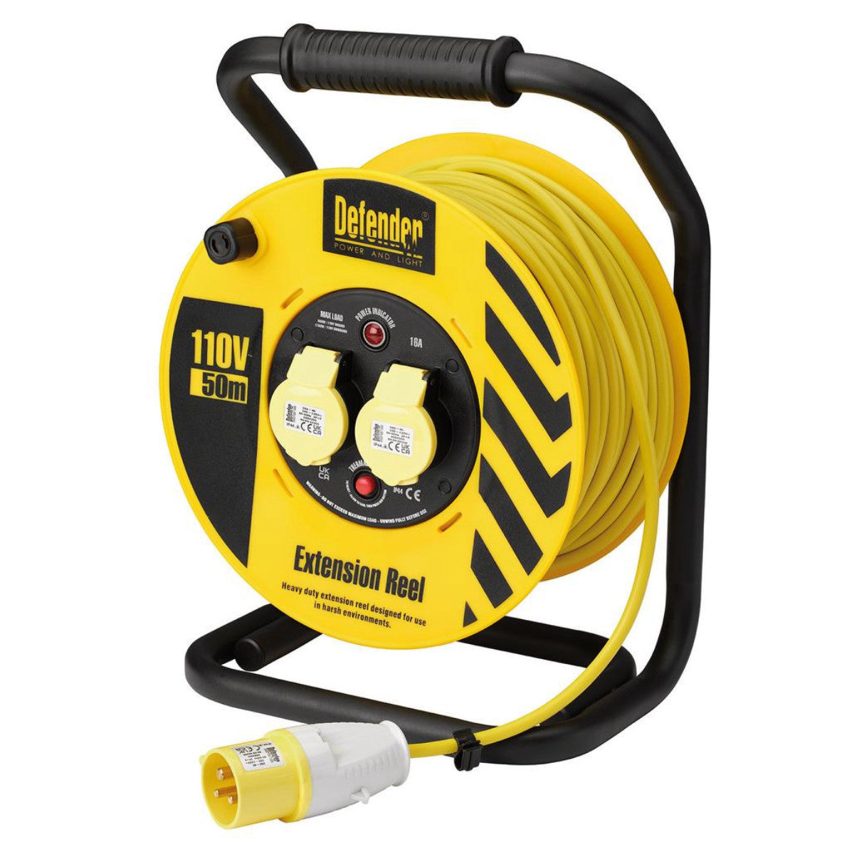 Draper E86500 110V Industrial Cable Reel, 1.5mm², 16A, 50m 35113
