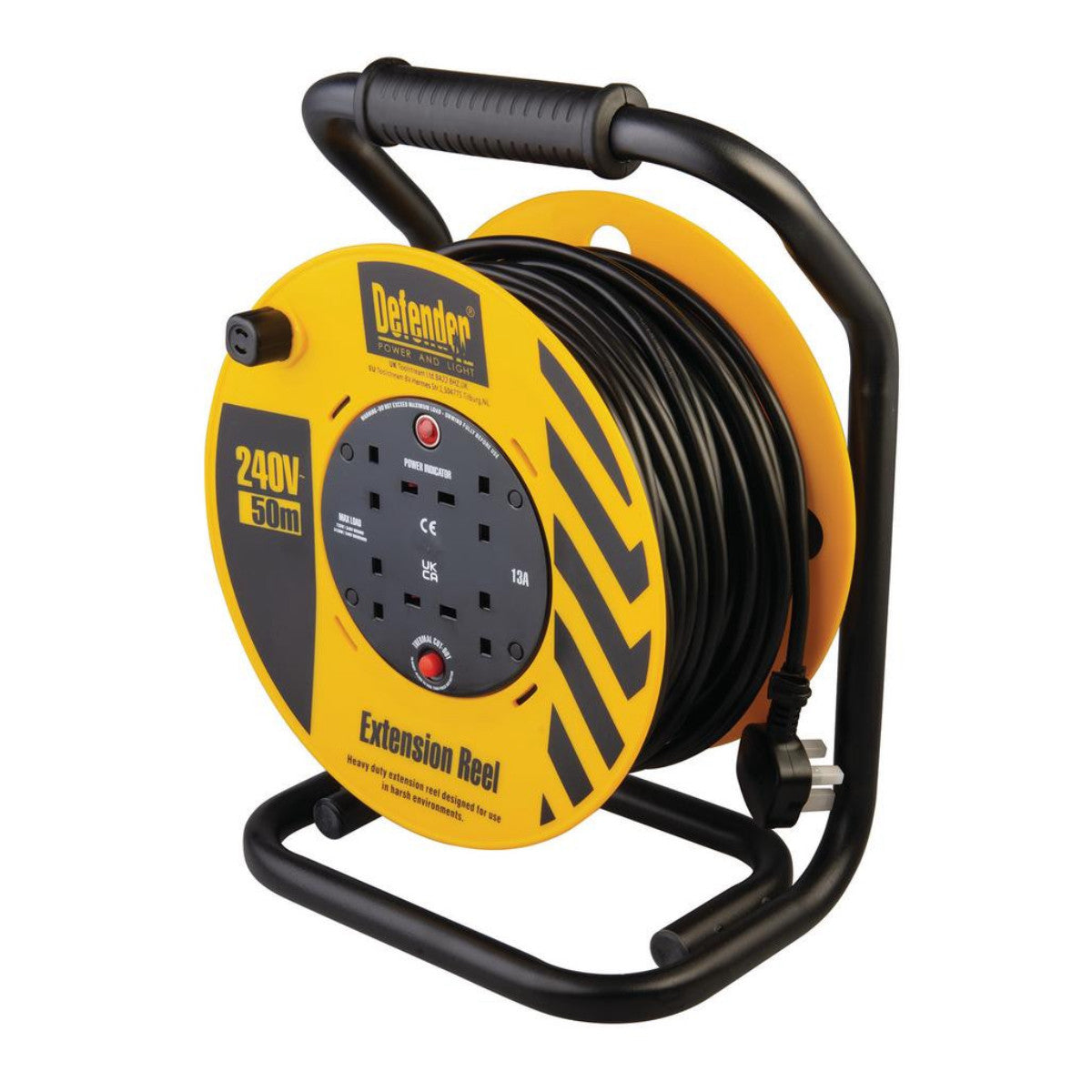 Draper E86515 230V 4-Way Industrial Trade Cable Extension Reel, 50m 36396