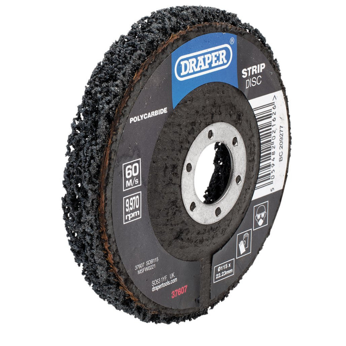 Draper Polycarbide Strip Disc, 115mm, 22.23mm, 180 Grit, Black 37607