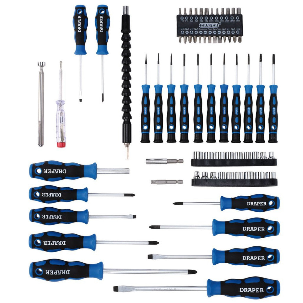 Draper Screwdriver, Socket and Bit Set, Blue (70 Piece) 40850
