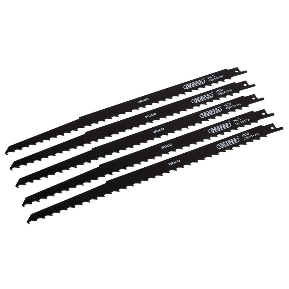 Draper Reciprocating Saw Blades for Pruning & Coarse Wood & Plastic Cutting, 300mm, 3tpi (Pack of 5) 42615