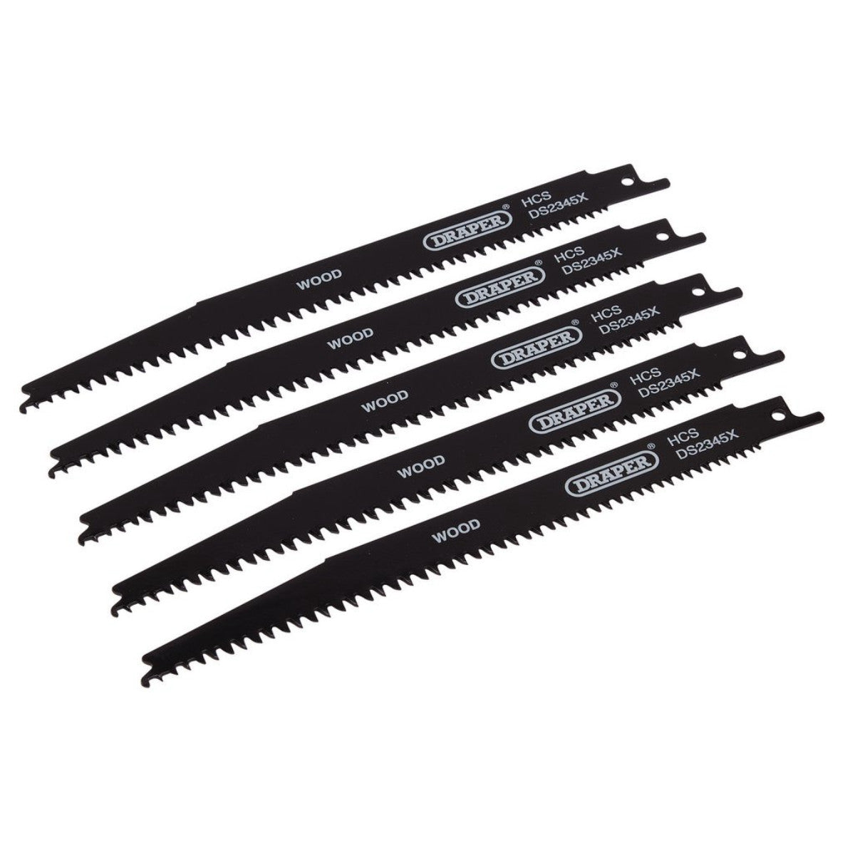 Draper Reciprocating Saw Blades for Wood and Plastic Cutting, 200mm, 6-10tpi (Pack of 5) 43063