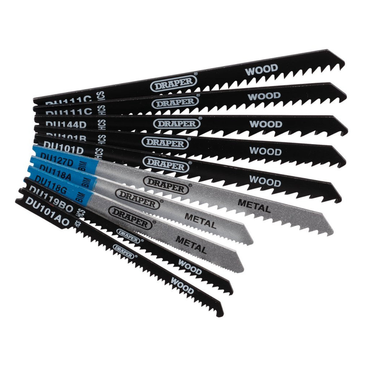Draper Assorted BIM and HCS Jigsaw Blade Set for Wood and Metal (10 Piece) 43470