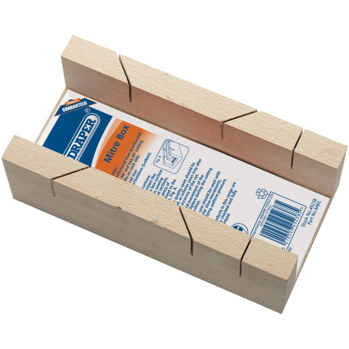 Draper Beechwood Mitre Box, 225 x 70 x 50mm 45238