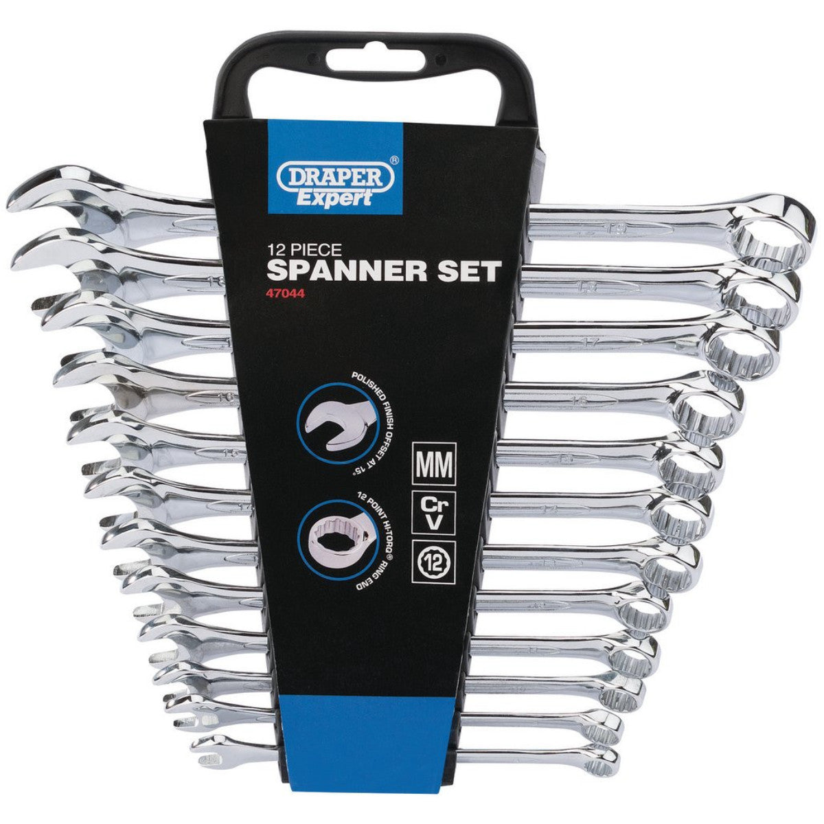 Draper Expert HI-TORQ Metric Combination Spanner Set, 8 - 19mm (12 Piece) 47044