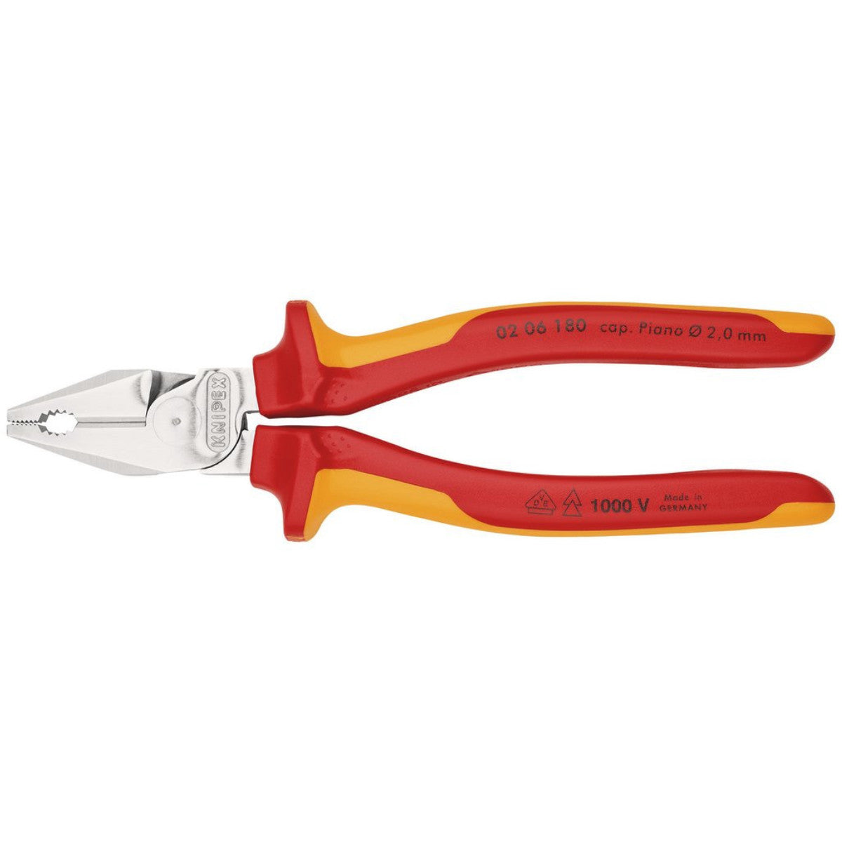 Knipex 02 06 180 SB VDE High Leverage Combination Pliers Insulated with Multi-Component Grips, 180mm 49168