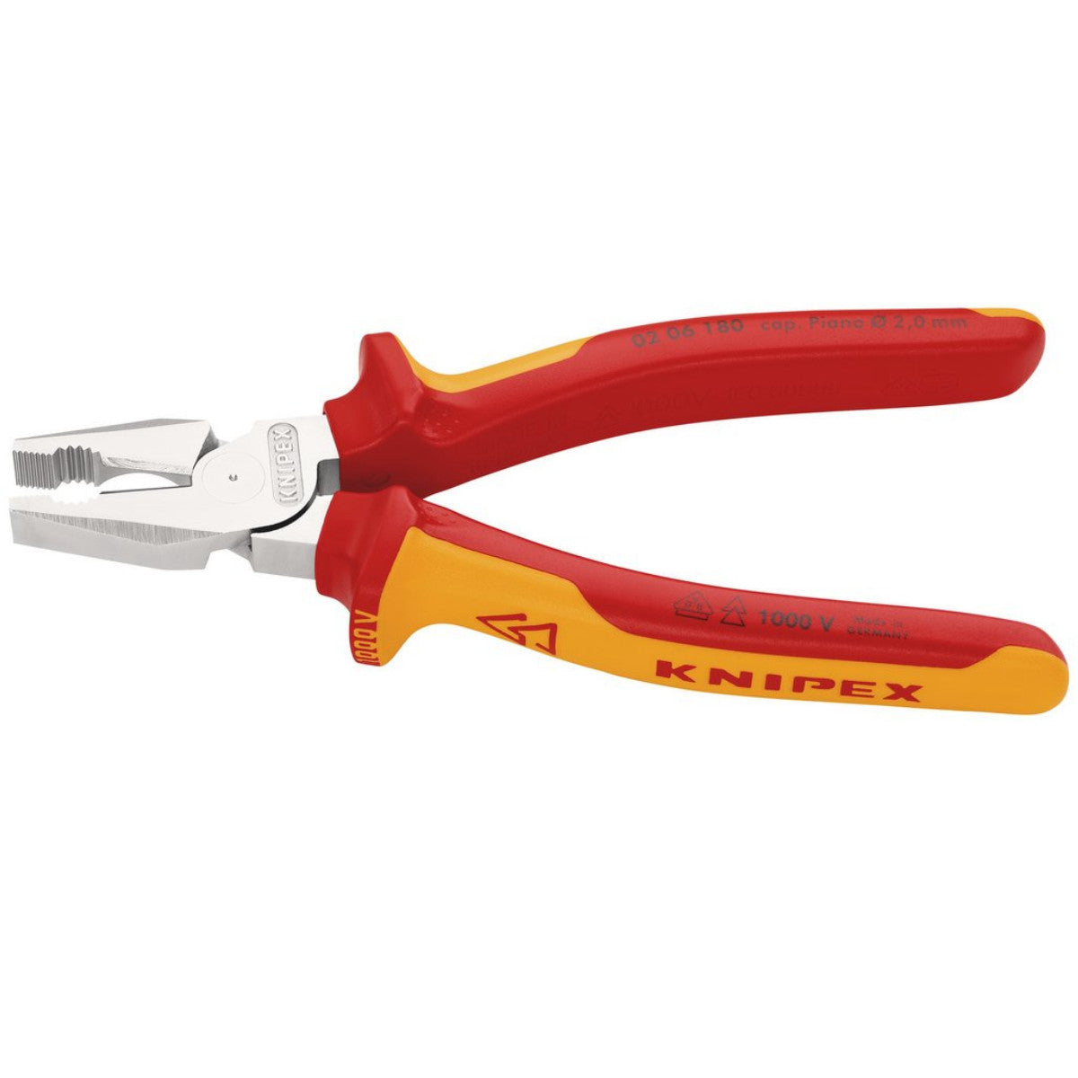 Knipex 02 06 180 SB VDE High Leverage Combination Pliers Insulated with Multi-Component Grips, 180mm 49168