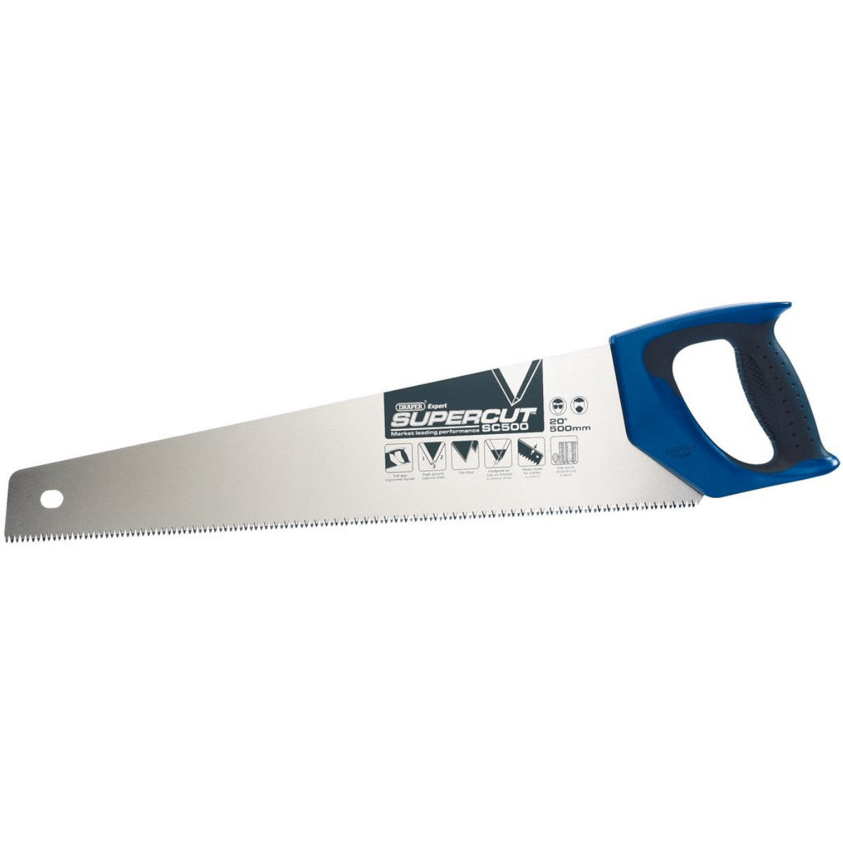 Draper Expert Supercut Soft Grip Hardpoint Handsaw, 500mm/20", 7tpi/8ppi 49290
