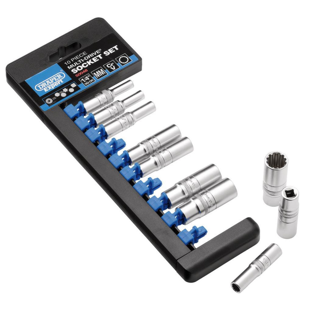 Draper Expert Multi-Drive Metric Deep Socket Set, 1/4" Sq. Dr. (10 Piece) 50048