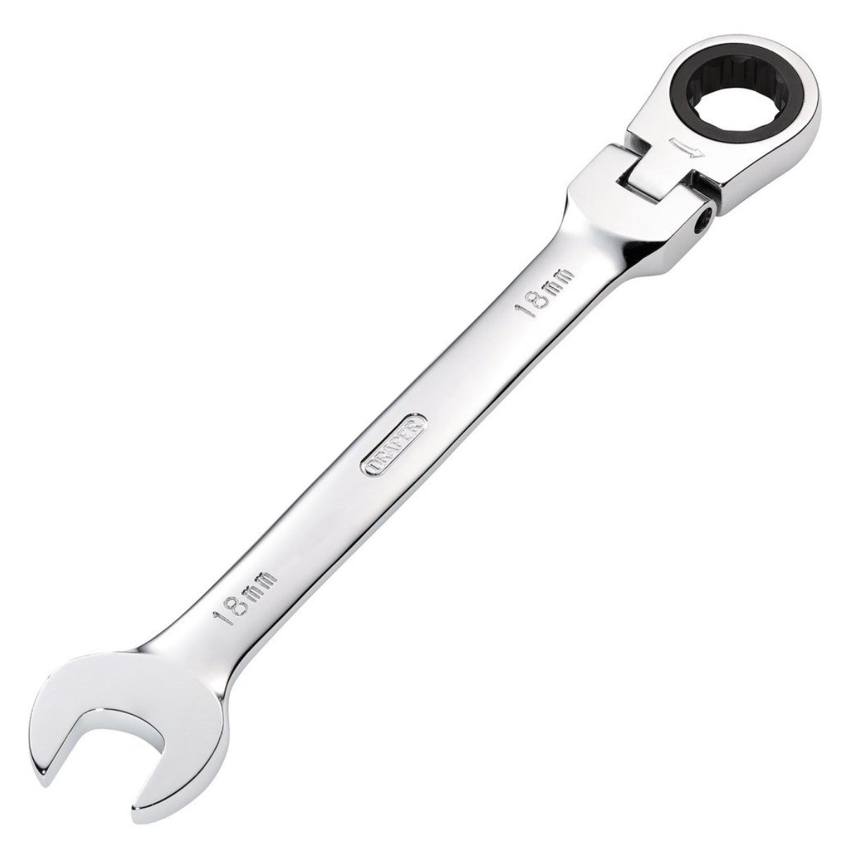 Draper HI-TORQ Metric Flexible Head Ratcheting Combination Spanner, 18mm 52020