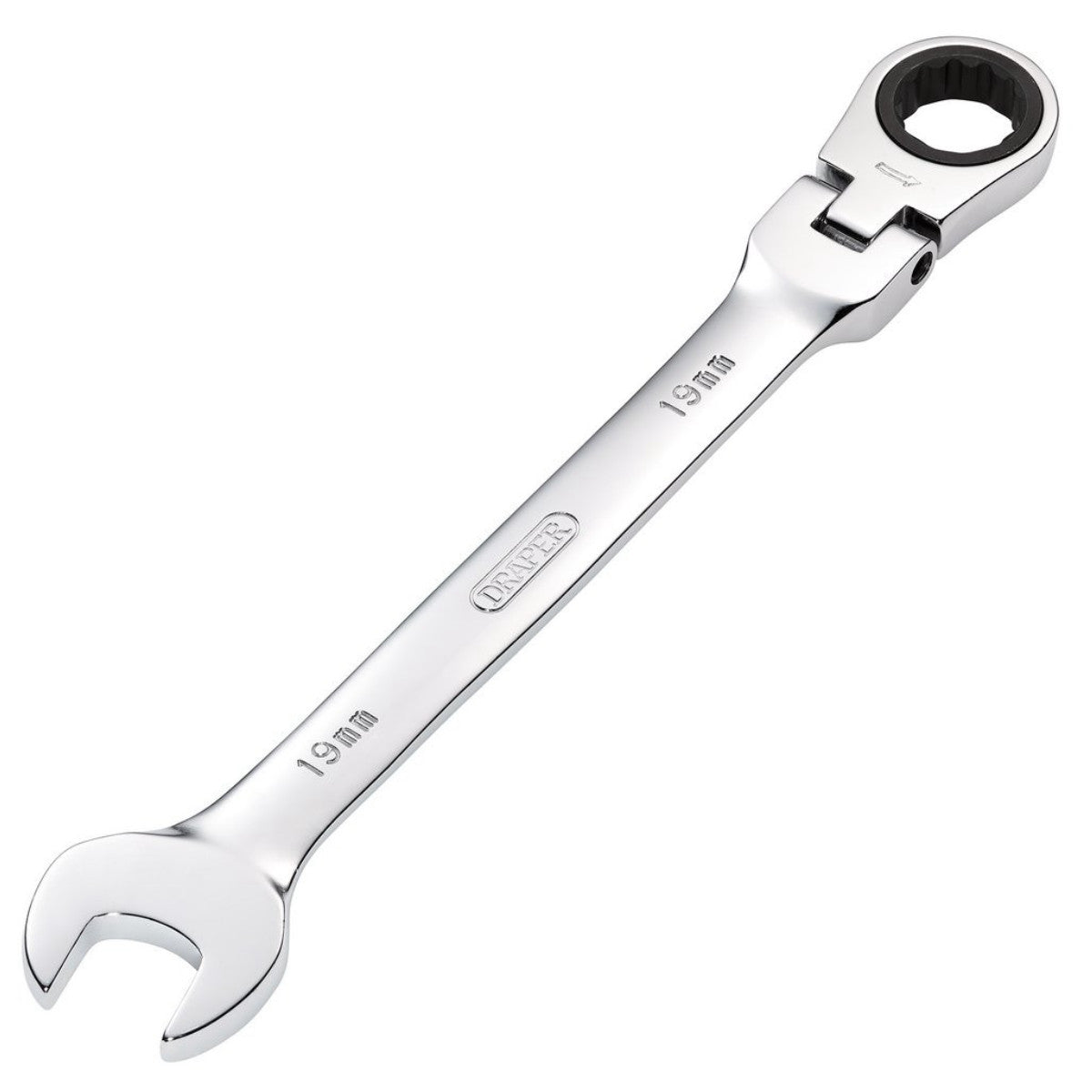 Draper HI-TORQ Metric Flexible Head Ratcheting Combination Spanner, 19mm 52021