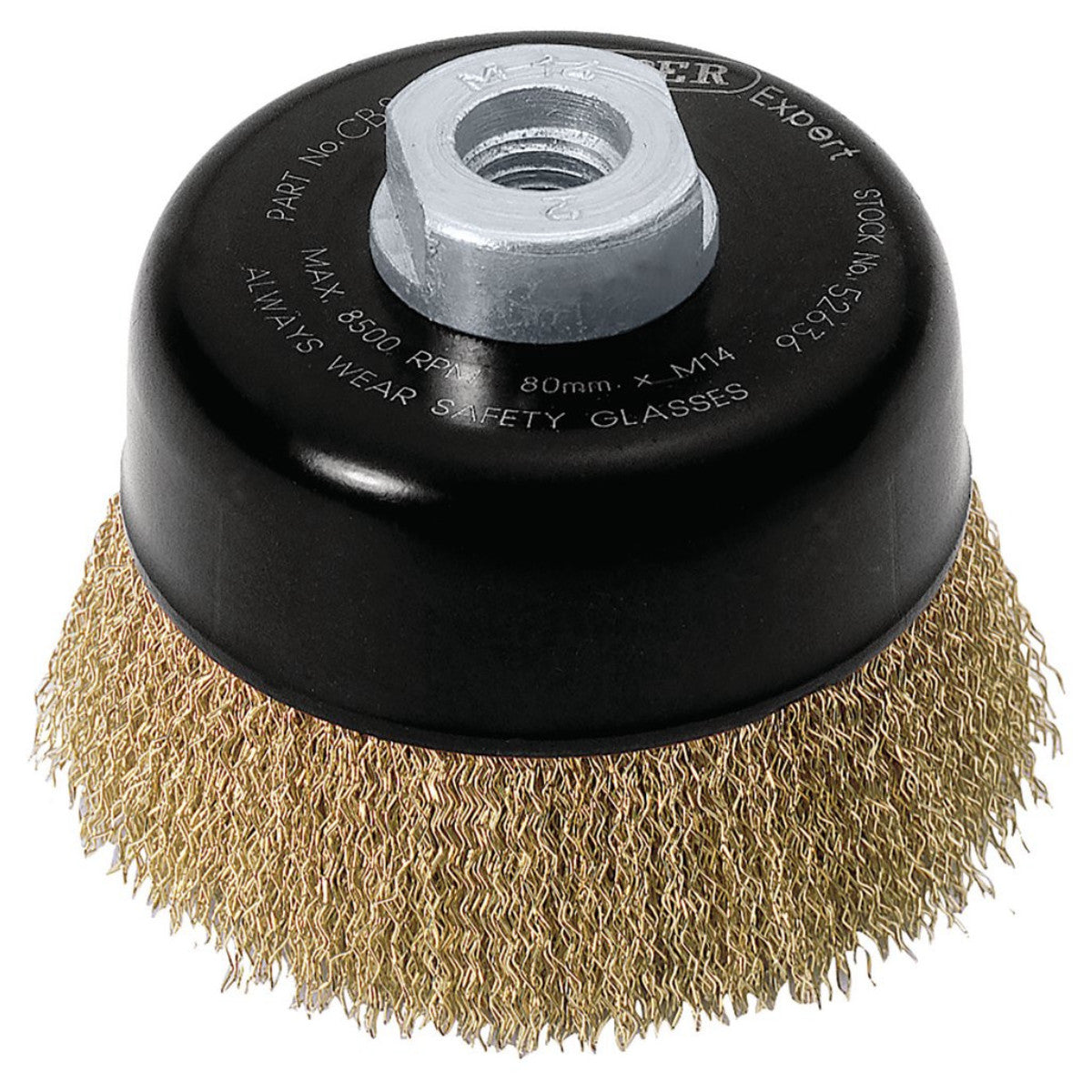Draper Expert Brassed Steel Crimped Wire Cup Brush, 80mm, M14 52636