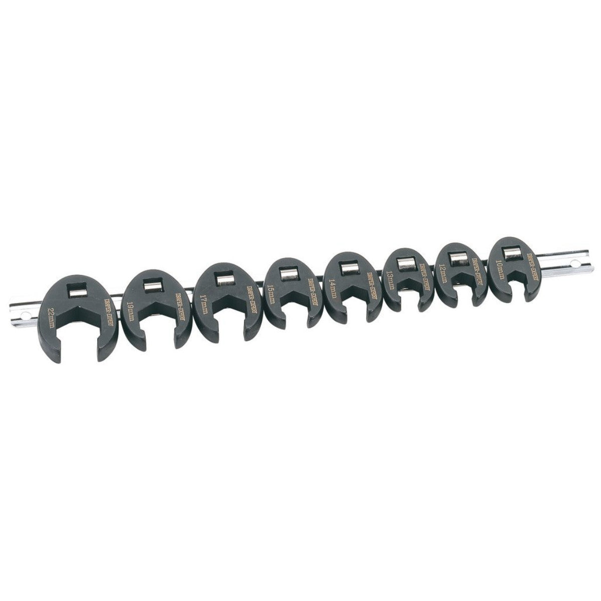 Draper Expert Metric Crow Foot Spanner Set on a Metal Rail, 3/8" Sq. Dr. (8 Piece) 61034