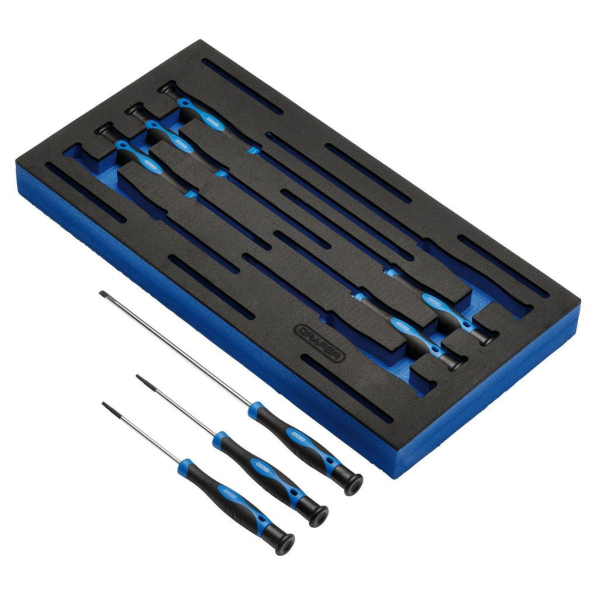 Draper Extra Long Precision Screwdriver Set in 1/4 Drawer EVA Insert Tray (8 Piece) 63399