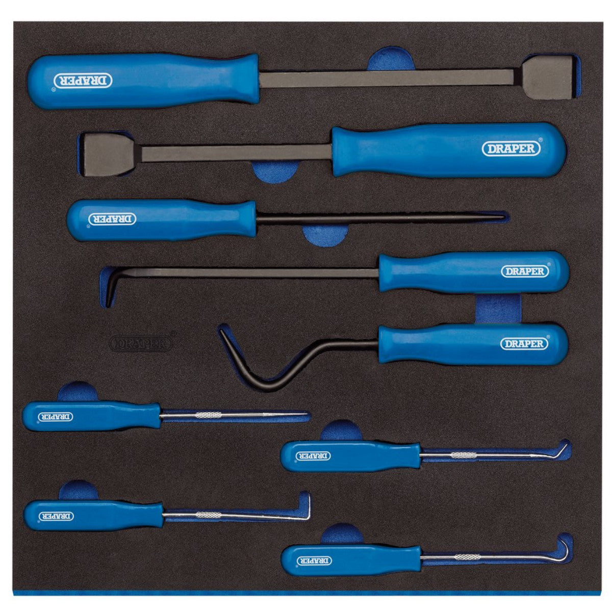 Draper Scraper, Hook and Pick Set in 1/2 Drawer EVA Insert Tray (9 Piece) 63500