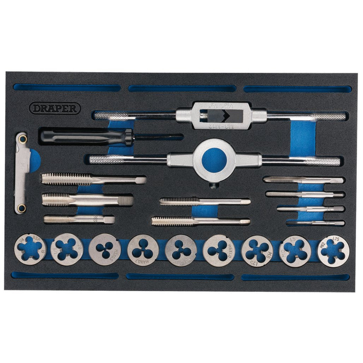 Draper Expert Combination Tap and Die Set - Metric and BSP in EVA Foam Insert Tray (22 Piece) 63520