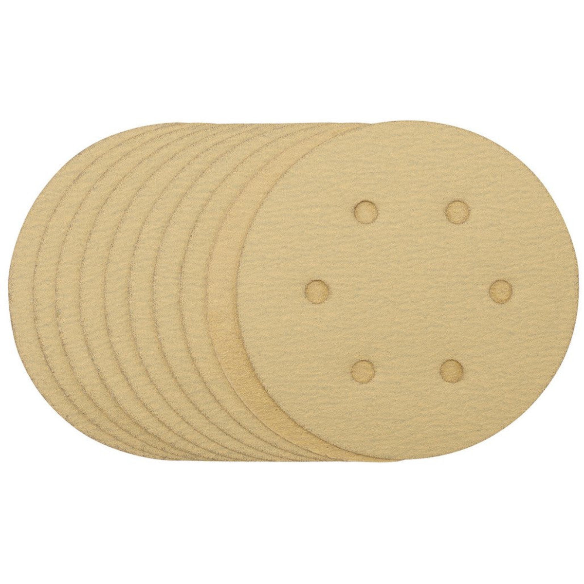Draper Gold Sanding Discs with Hook & Loop, 150mm, 120 Grit, 6 Dust Extraction Holes (Pack of 10) (Pack of 10) 64025