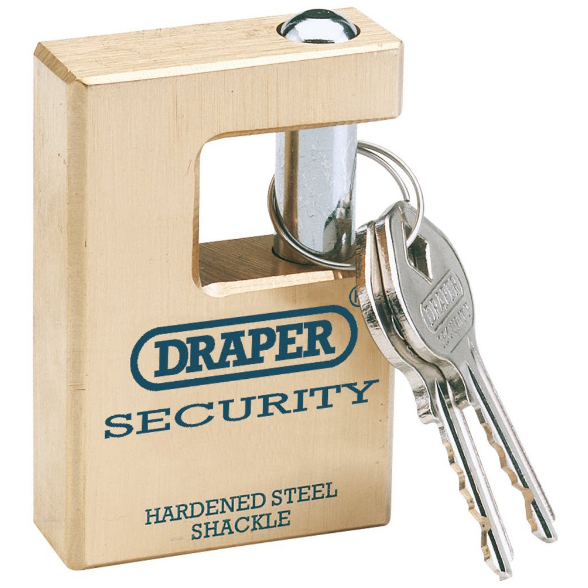 Draper Expert Close Shackle Solid Brass Padlock with Hardened Steel Shackle, 2 Keys, 63mm 64201