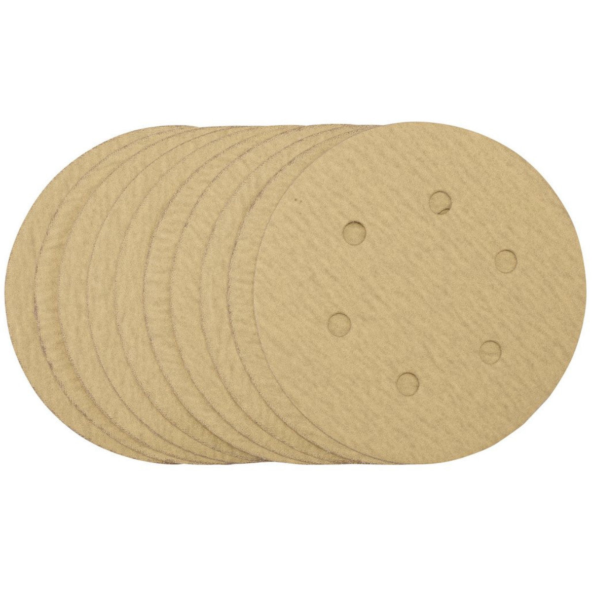 Draper Gold Sanding Discs with Hook & Loop, 150mm, 180 Grit, 6 Dust Extraction Holes (Pack of 10) 64240