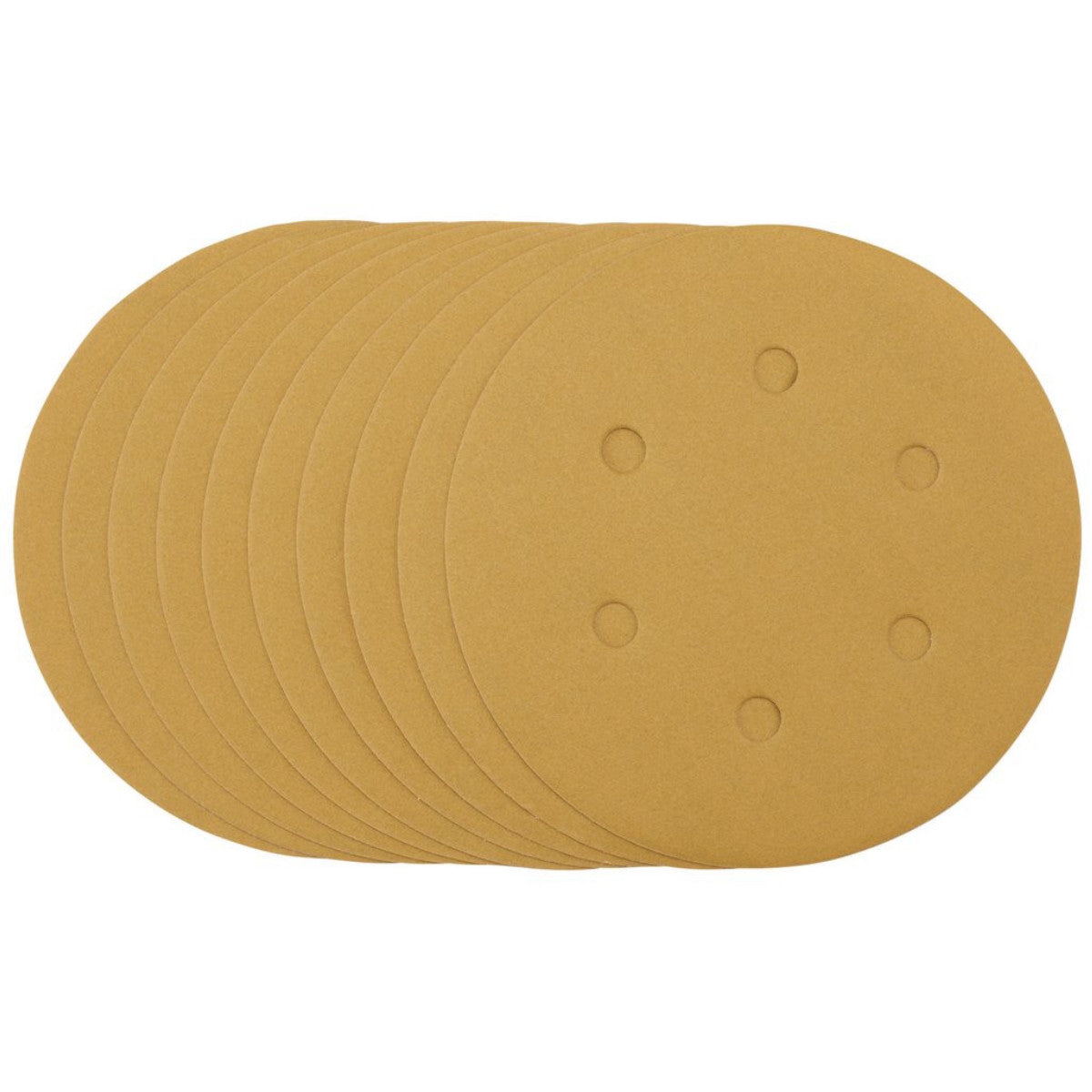 Draper Gold Sanding Discs with Hook & Loop, 150mm, 320 Grit, 6 Dust Extraction Holes (Pack of 10) 64265