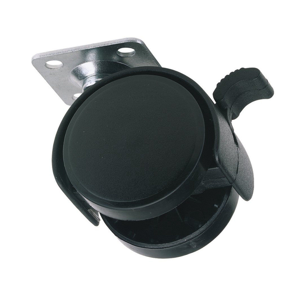 Draper Twin Nylon Plate Castor with Brake, 40mm Diameter, S.W.L. 25kg 65463