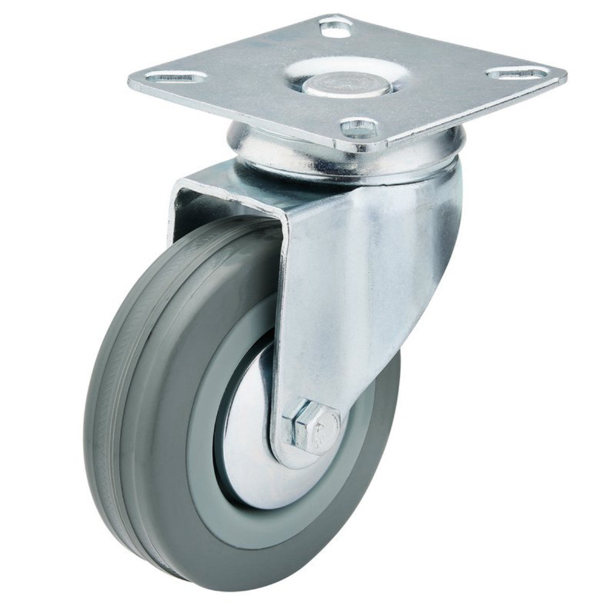 Draper Swivel Plate Fixing Rubber Castor, 75mm Diameter, S.W.L. 70kg 65473