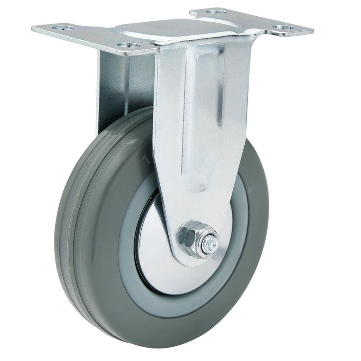 Draper Fixed Plate Fixing Rubber Castor, 100mm Diameter, S.W.L. 80kg 65482