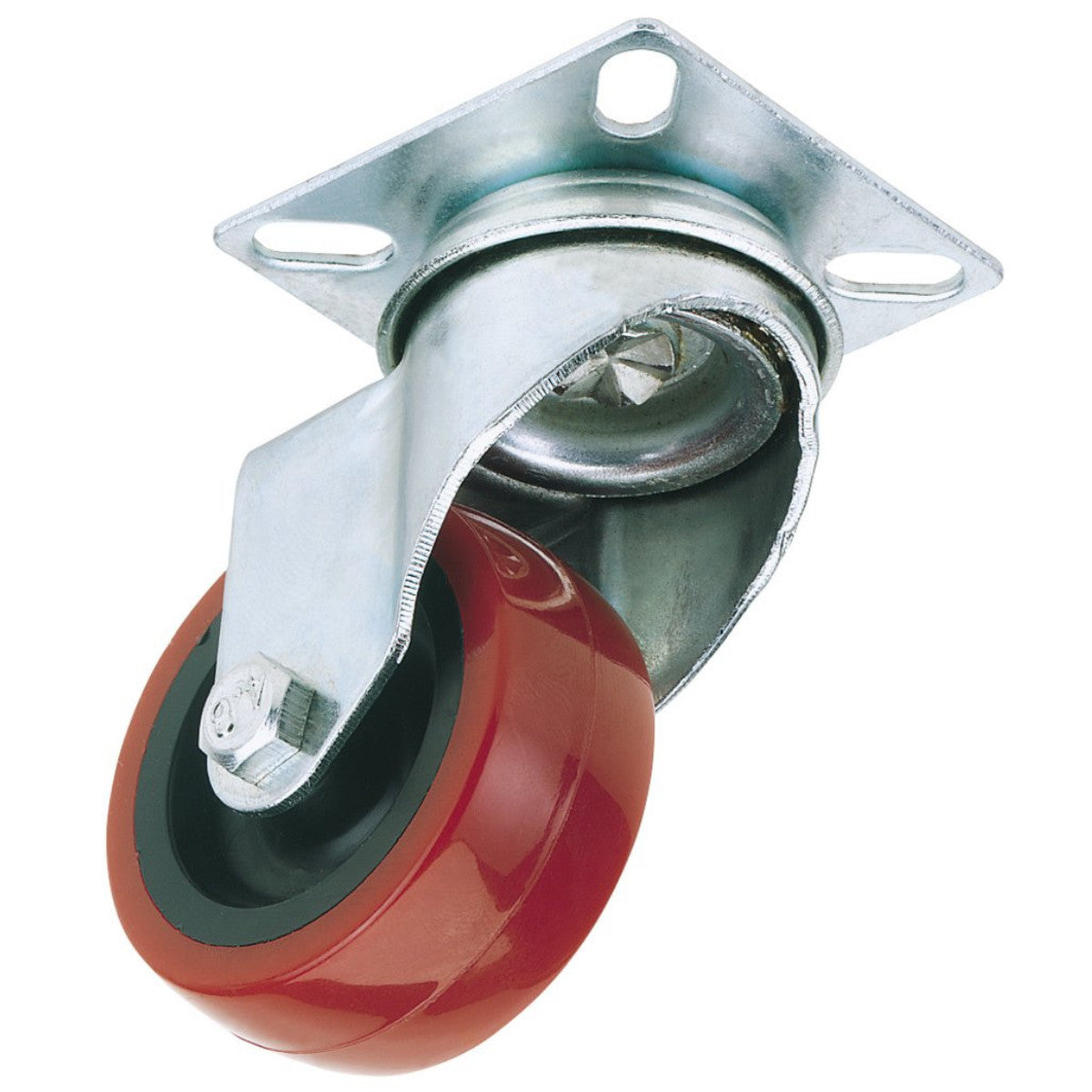 Draper Polyurethane Wheeled Swivel Plate Fixing Castor, 75mm Diameter, S.W.L. 70kg 65513