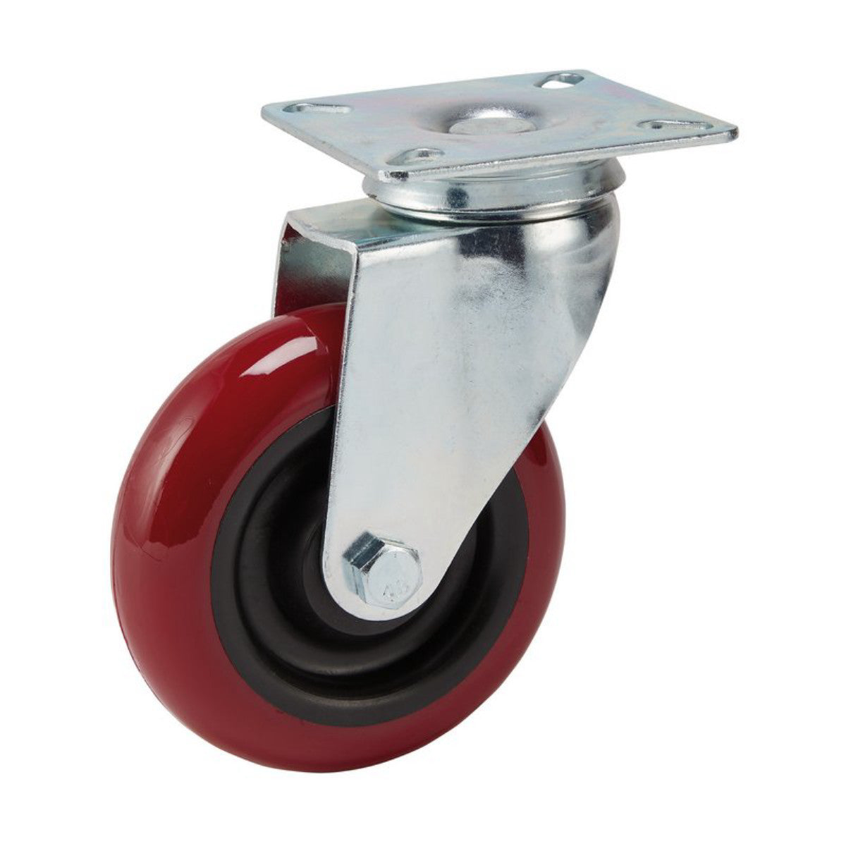 Draper Polyurethane Wheeled Swivel Plate Castor, 100mm Diameter, S.W.L. 125kg 65518