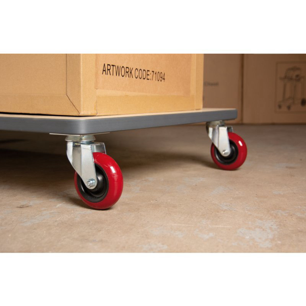Draper Polyurethane Wheeled Swivel Plate Castor, 100mm Diameter, S.W.L. 125kg 65518