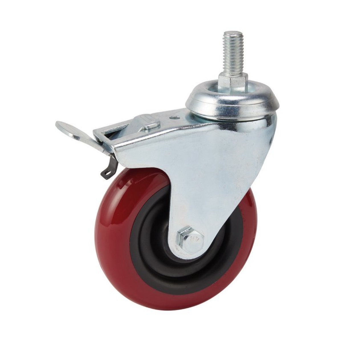 Draper Swivel Bolt Fixing Polyurethane Wheel with Brake, 100mm Diameter, S.W.L. 125kg 65521