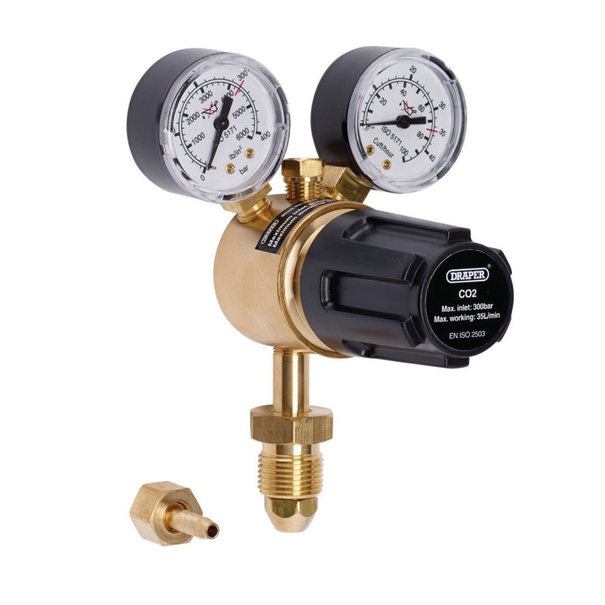 Draper Industrial Gas Bottle Regulator with Double Gauge, 300 bar 70147