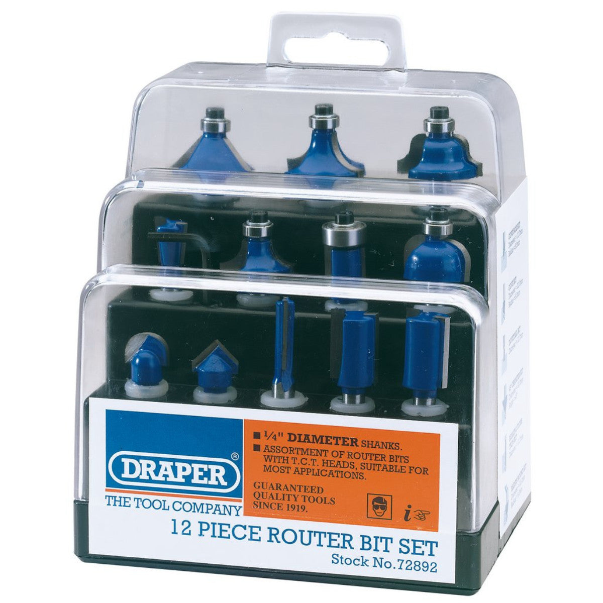 Draper TCT Router Bit Set, 1/4" (12 Piece) 72892