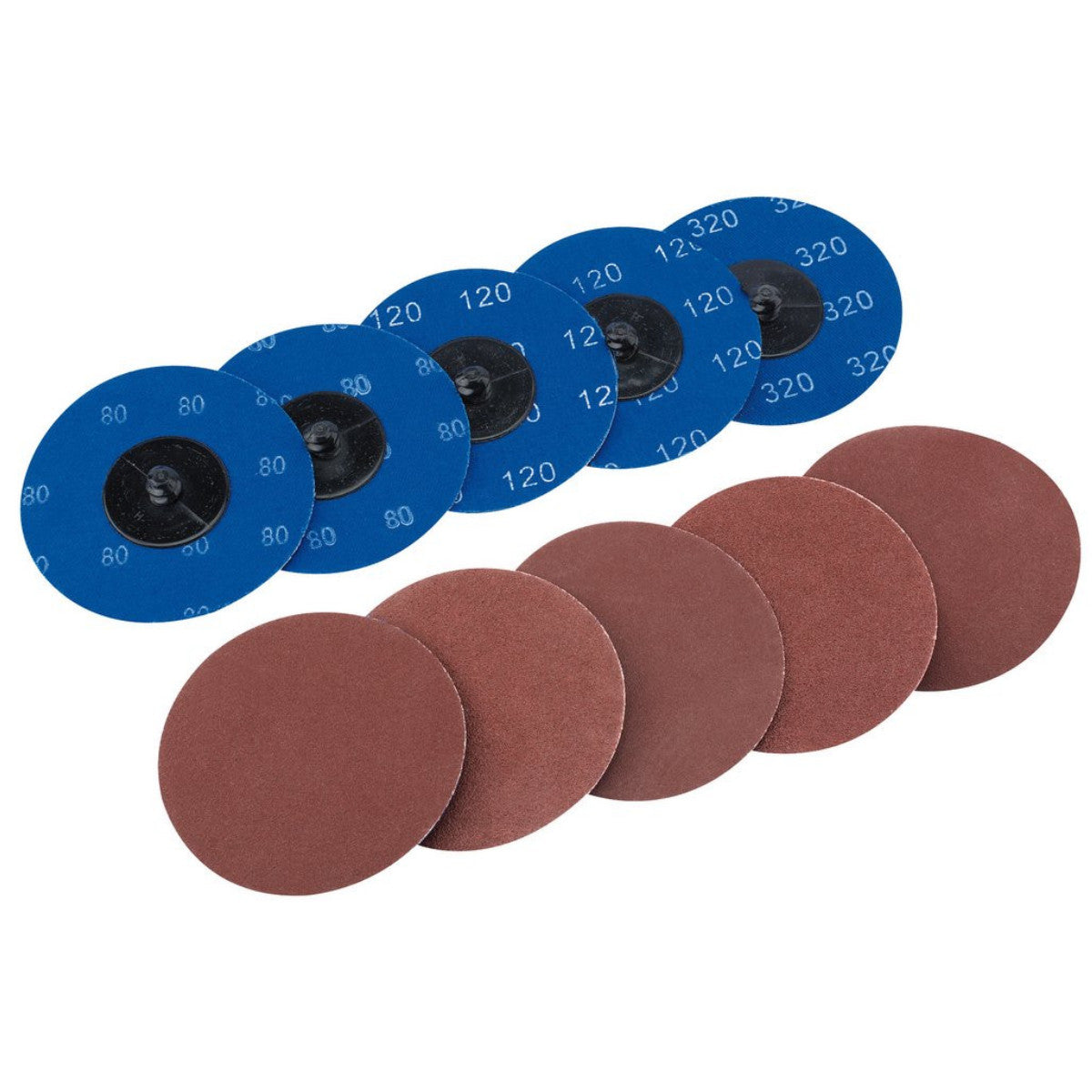 Draper Assorted Aluminium Oxide Sanding Discs, 75mm (Pack of 10) 75621