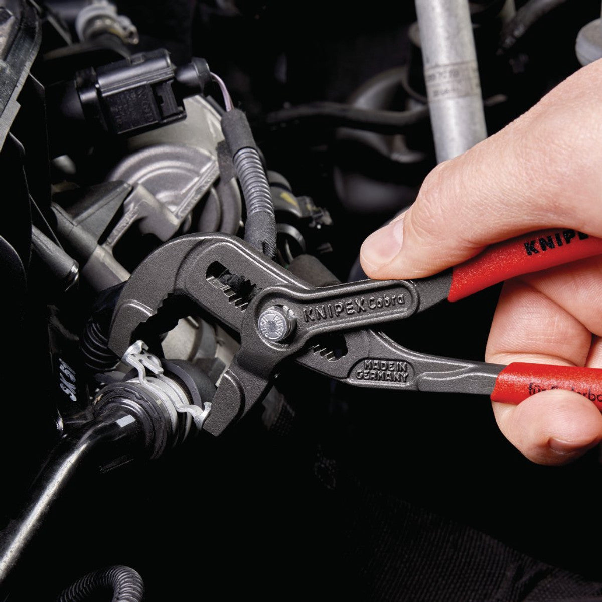 Knipex 85 51 180 A SB Spring Hose Clamp Pliers with non-slip plastic coating grey atramentized, 180mm 79173