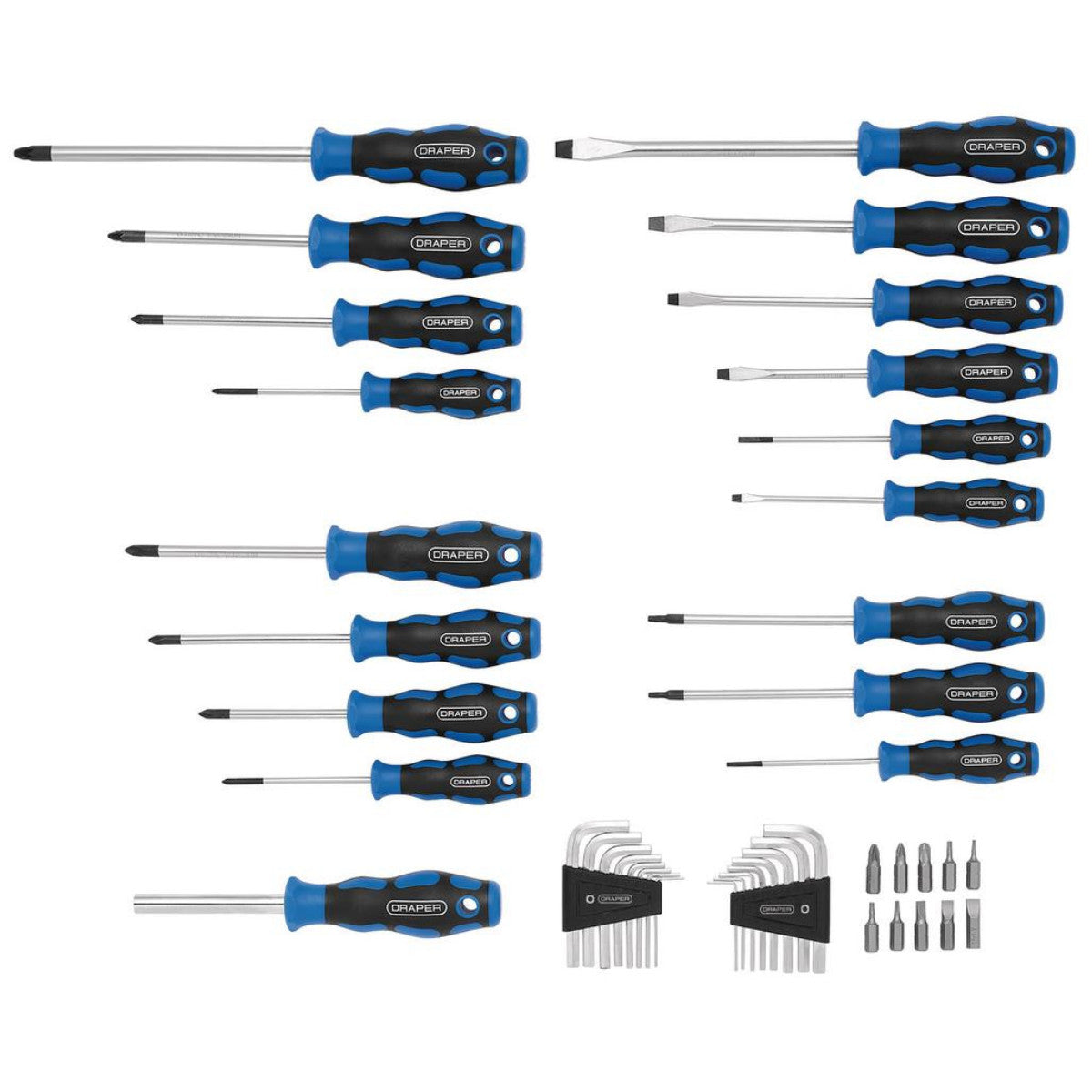 Draper Soft Grip Screwdriver, Hex. Key and Bit Set (44 Piece) 81294