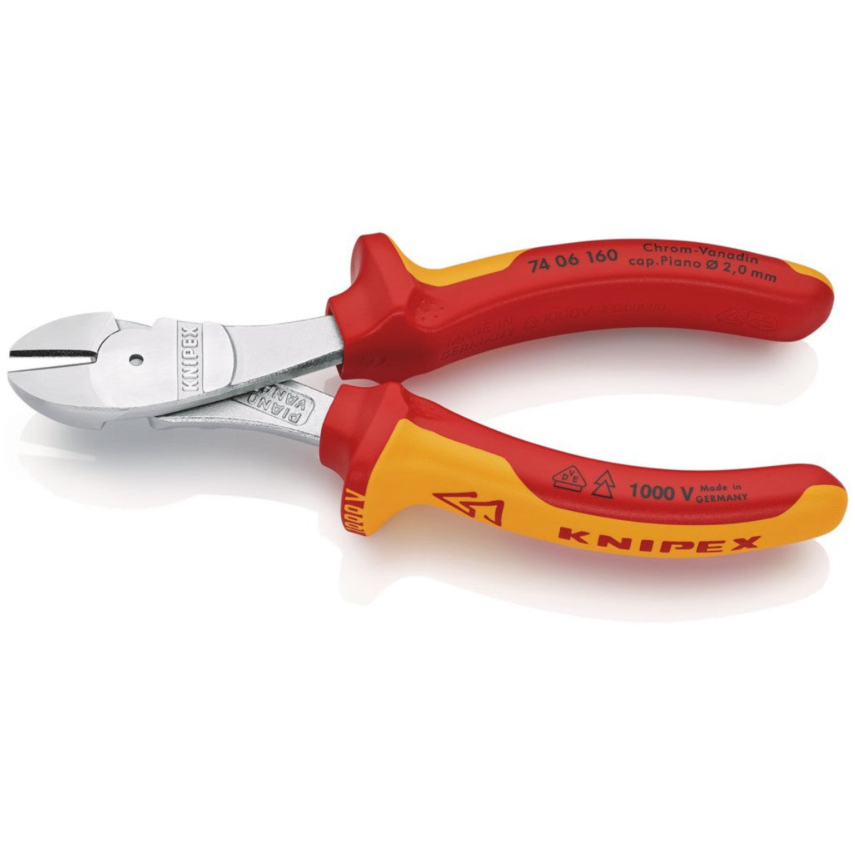 Knipex 74 06 160 SB VDE Insulated High Leverage Diagonal Cutter, 160mm 82412