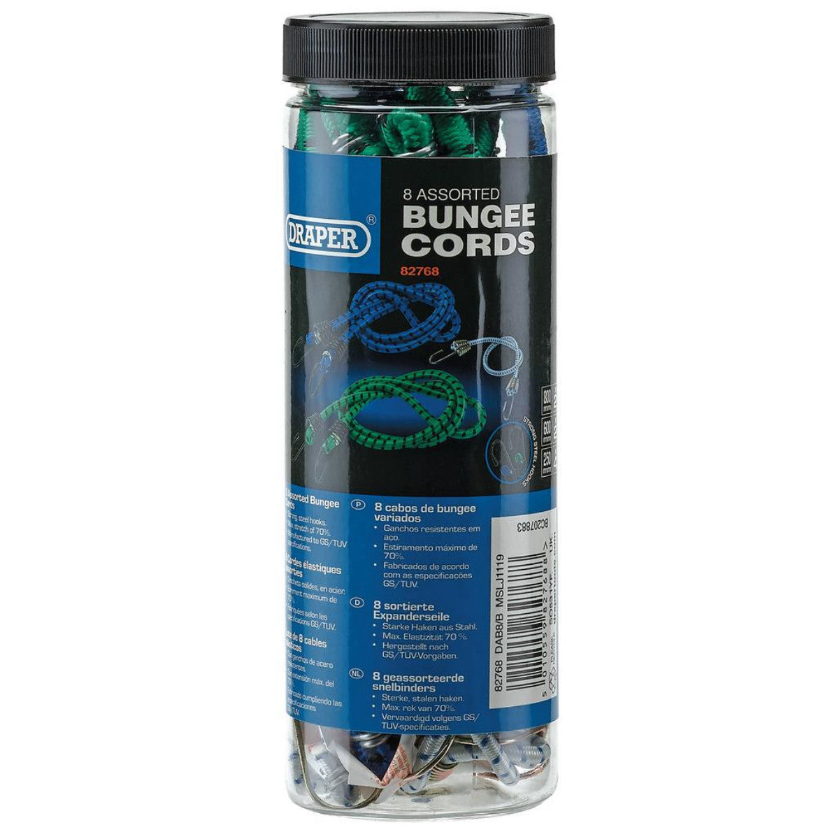 Draper Assorted Bungee Cords (Pack of 8) 82768