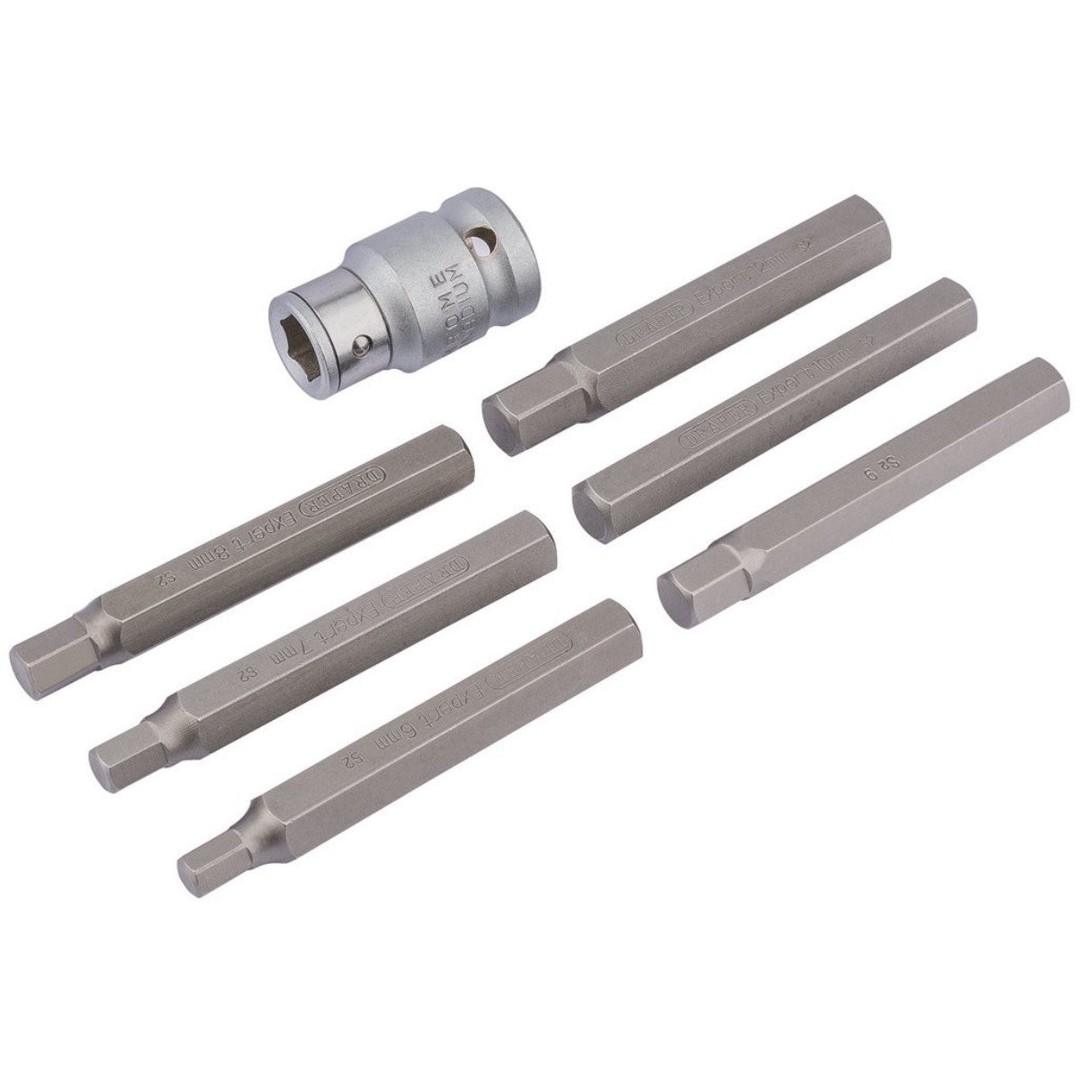 Draper Expert Hexagon Bit Set and Holder, 1/2" Sq. Dr., 6 - 12mm (7 Piece) 83564